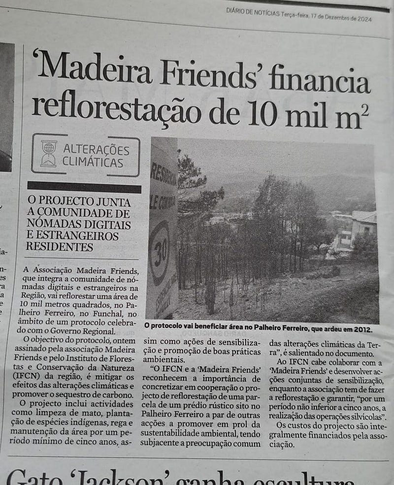Madeira Friends Commitment to Reforesting Madeira